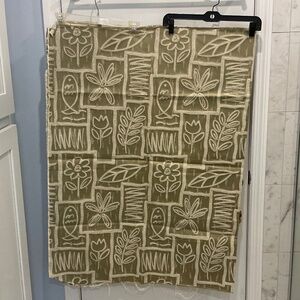 Tan upholstery curtain fabric with floral leaf fish print 60” wide 1 yard